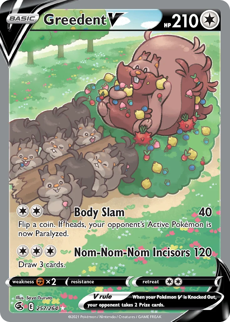 Greedent V 257 Fusion Strike Pokemon Card