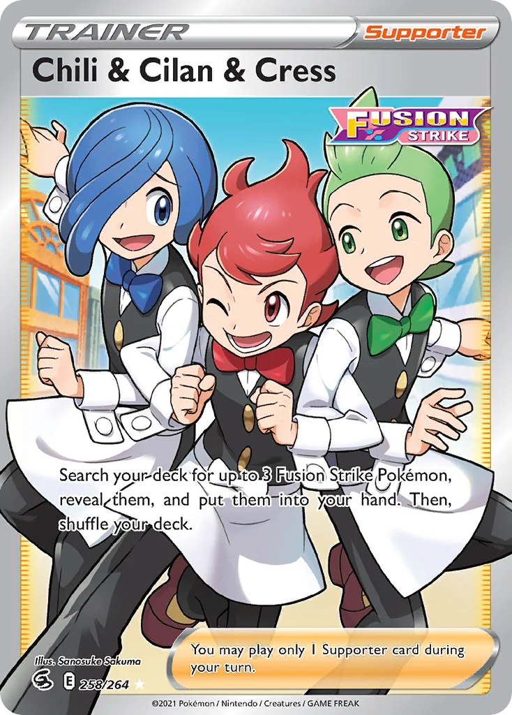 Chili & Cilan & Cress 258 Fusion Strike Pokemon Card