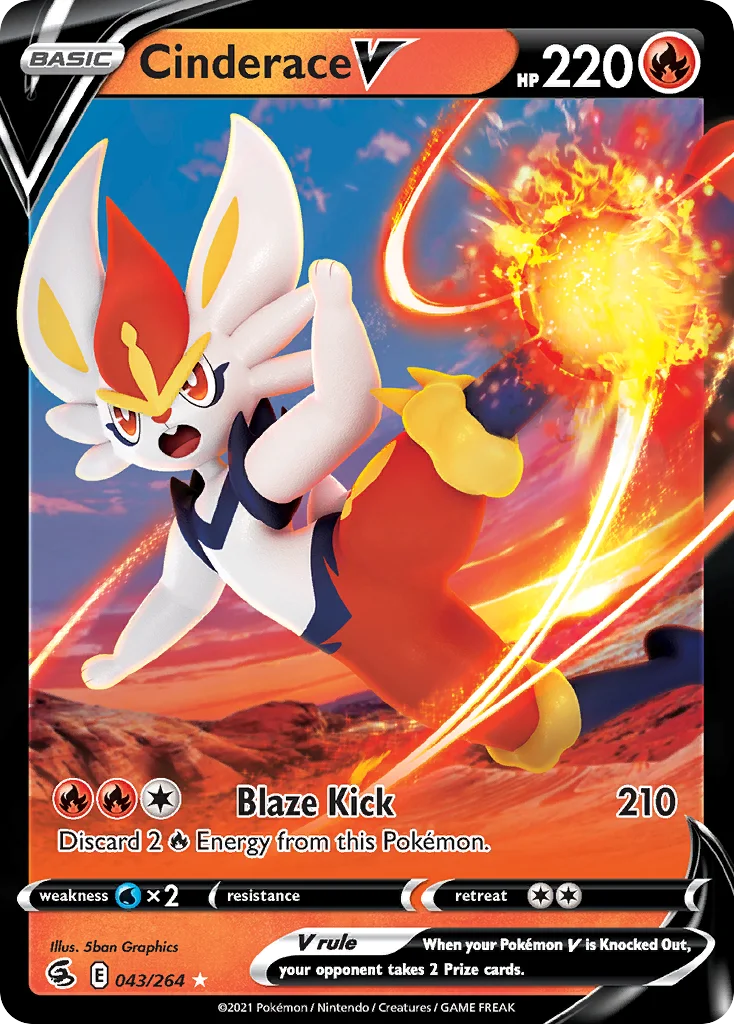 Cinderace V 043 Fusion Strike Pokemon Card