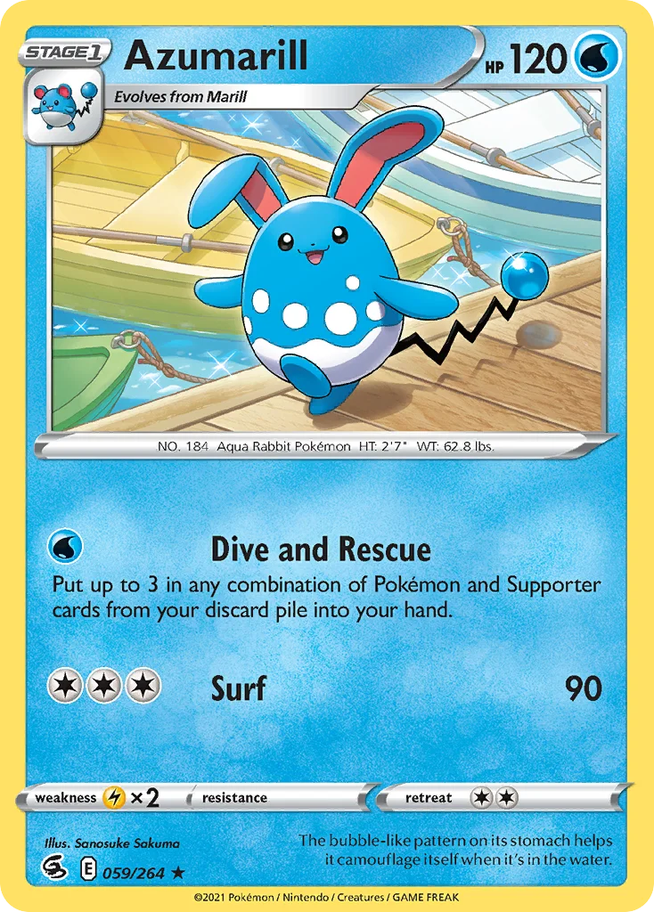 Azumarill 059 Fusion Strike Pokemon Card