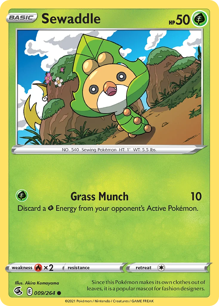 Sewaddle 009 Fusion Strike Pokemon Card