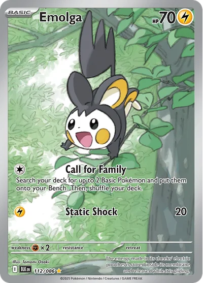 Emolga 112 Black Bolt Pokemon Card