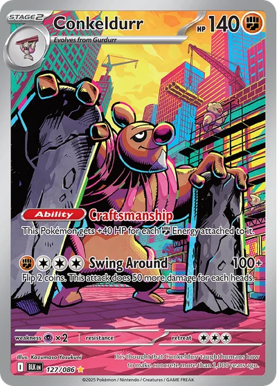 Conkeldurr 127 Black Bolt Pokemon Card