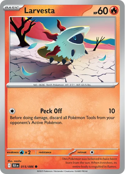 Larvesta 15 Black Bolt Pokemon Card