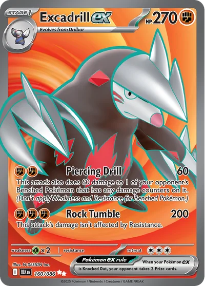 Excadrill ex 160 Black Bolt Pokemon Card