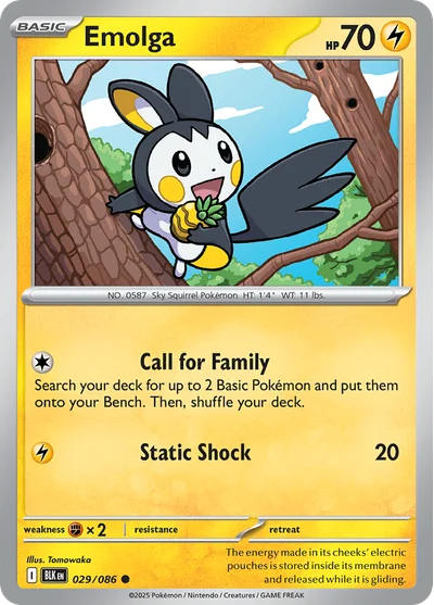 Emolga 29 Black Bolt Pokemon Card