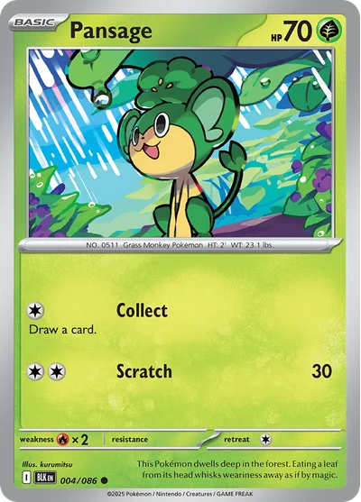 Pansage 4 Black Bolt Pokemon Card