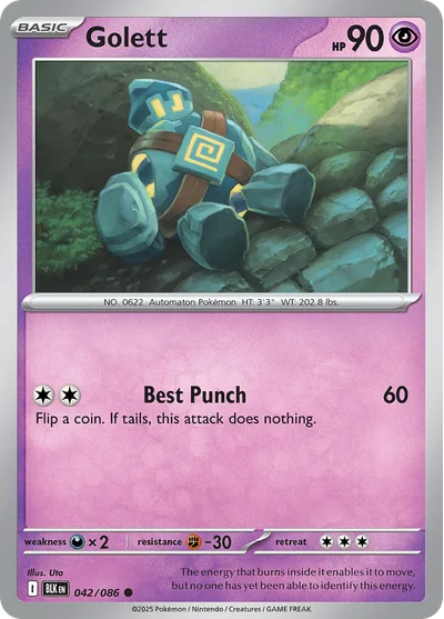 Golett 42 Black Bolt Pokemon Card