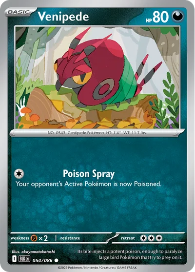 Venipede 54 Black Bolt Pokemon Card