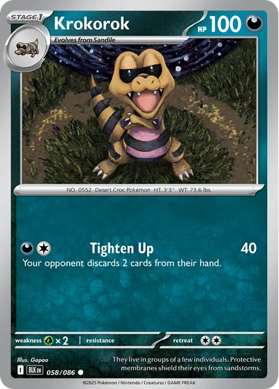 Krokorok 58 Black Bolt Pokemon Card