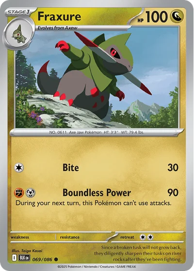 Fraxure 69 Black Bolt Pokemon Card